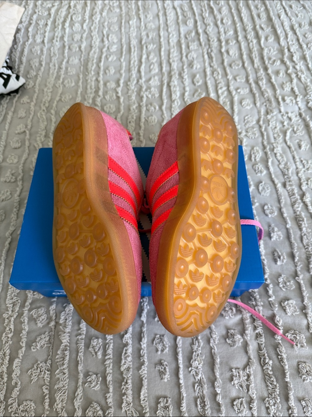 Adidas Gazelle Pink Suede Sneakers with Coral Stripes - Size 7 Women - Picture 6 of 7